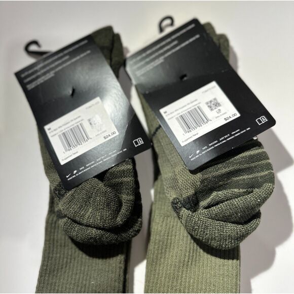 2x Nike men 6-8 Outdoor Cushion Wool Blend Dri-Fit Crew Socks Green NEW - Picture 5 of 7